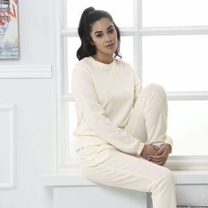 Pigiama tuta in maglia angora Biancaluna art. New York Crema