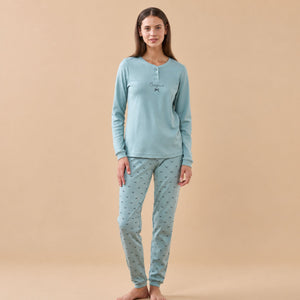 Pigiama donna caldo cotone con fiocchetti Noidinotte FA9733