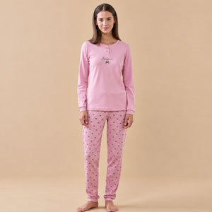 Pigiama donna caldo cotone con fiocchetti Noidinotte FA9733
