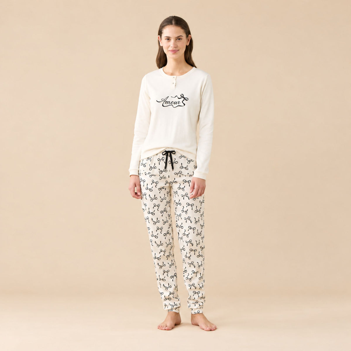 Pigiama donna in caldo cotone fiocchetti Noidinotte FA9739