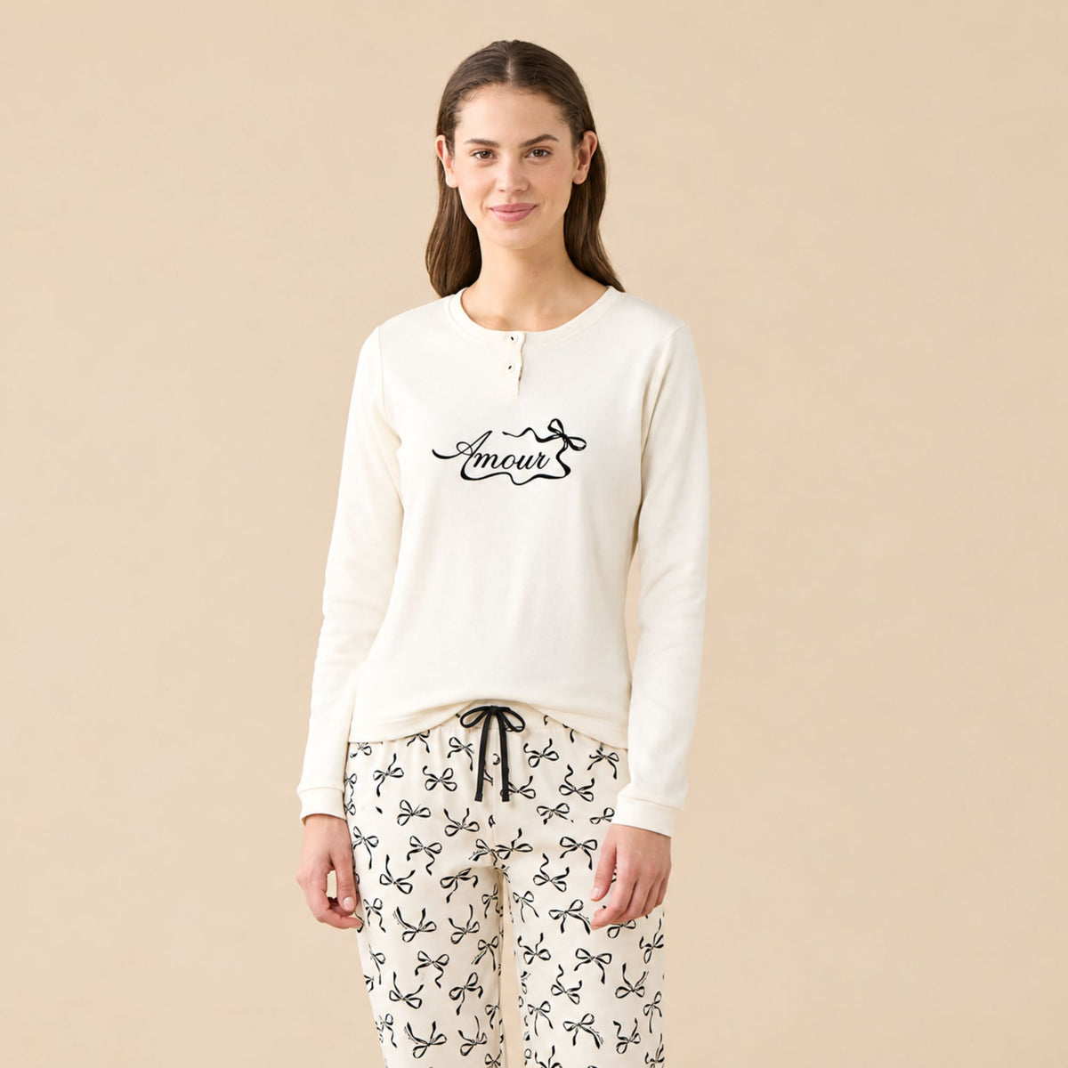 Pigiama donna in caldo cotone fiocchetti Noidinotte FA9739