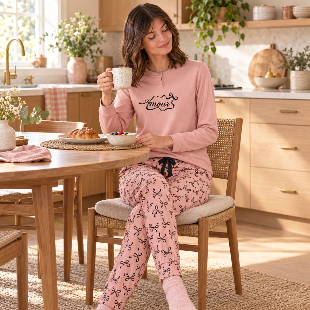 Pigiama donna in caldo cotone fiocchetti Noidinotte FA9739