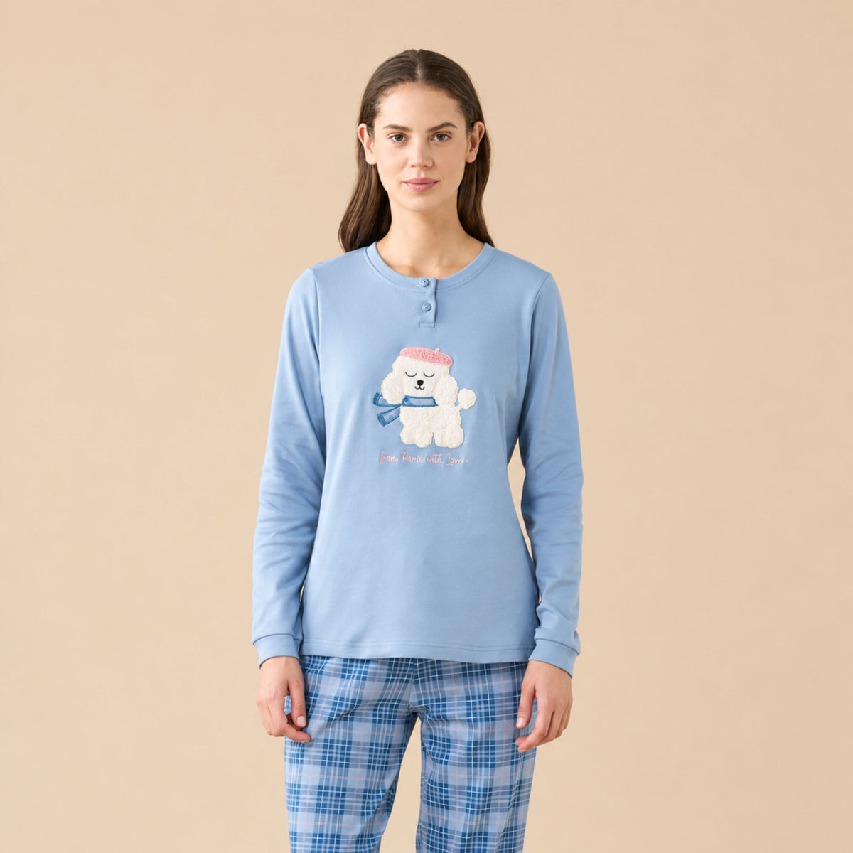 Pigiama donna con barboncino caldo cotone Noidinotte FA9742
