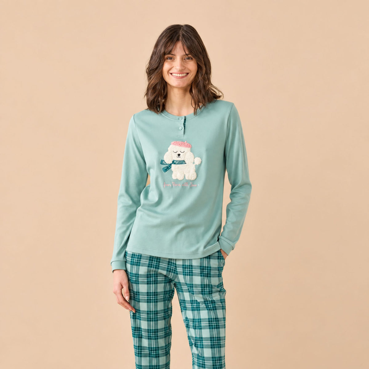 Pigiama donna con barboncino caldo cotone Noidinotte FA9742