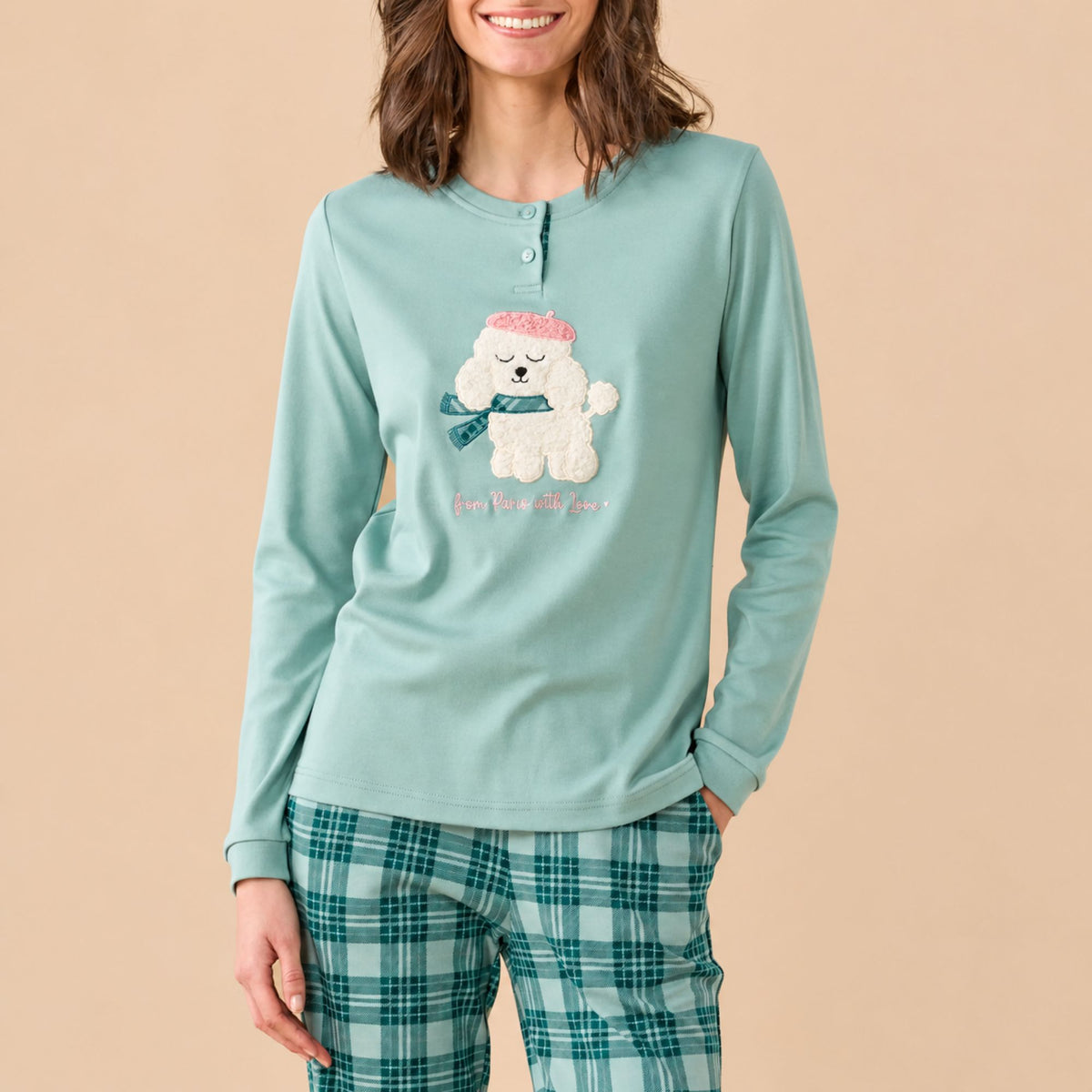 Pigiama donna con barboncino caldo cotone Noidinotte FA9742
