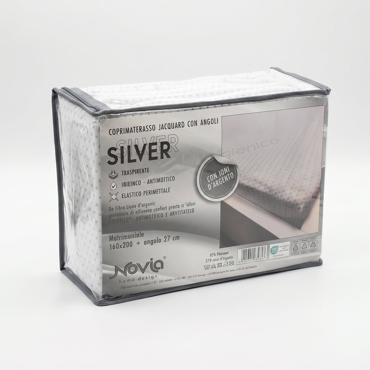 Coprimaterasso con angoli jacquard Novia silver