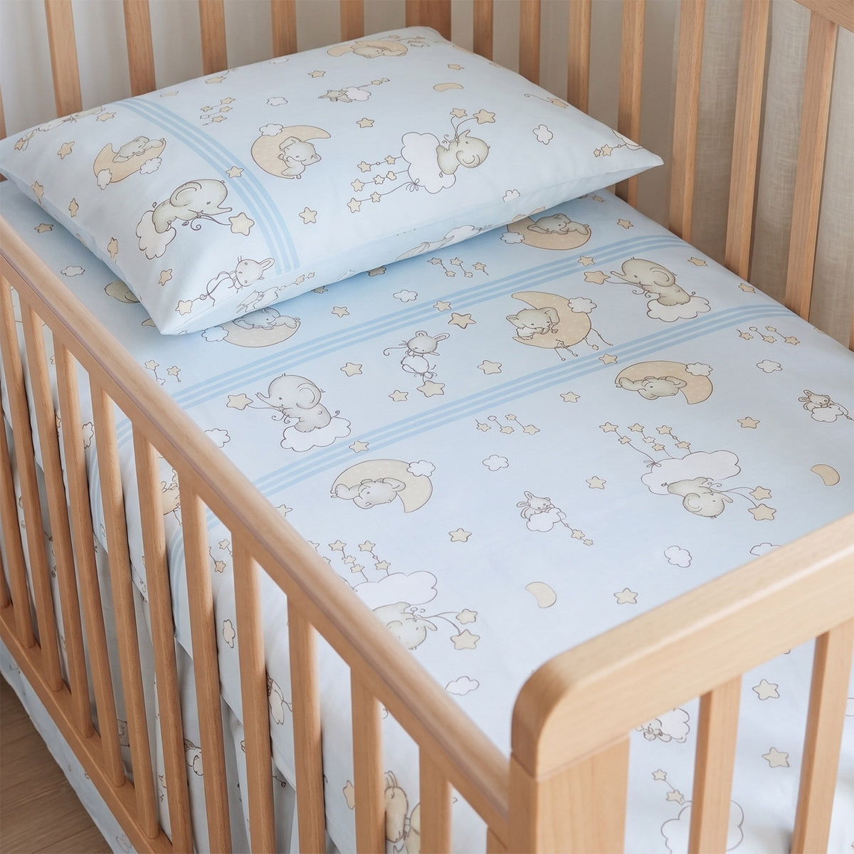 Set lenzuola culla Biancaluna monnie 100% cotone