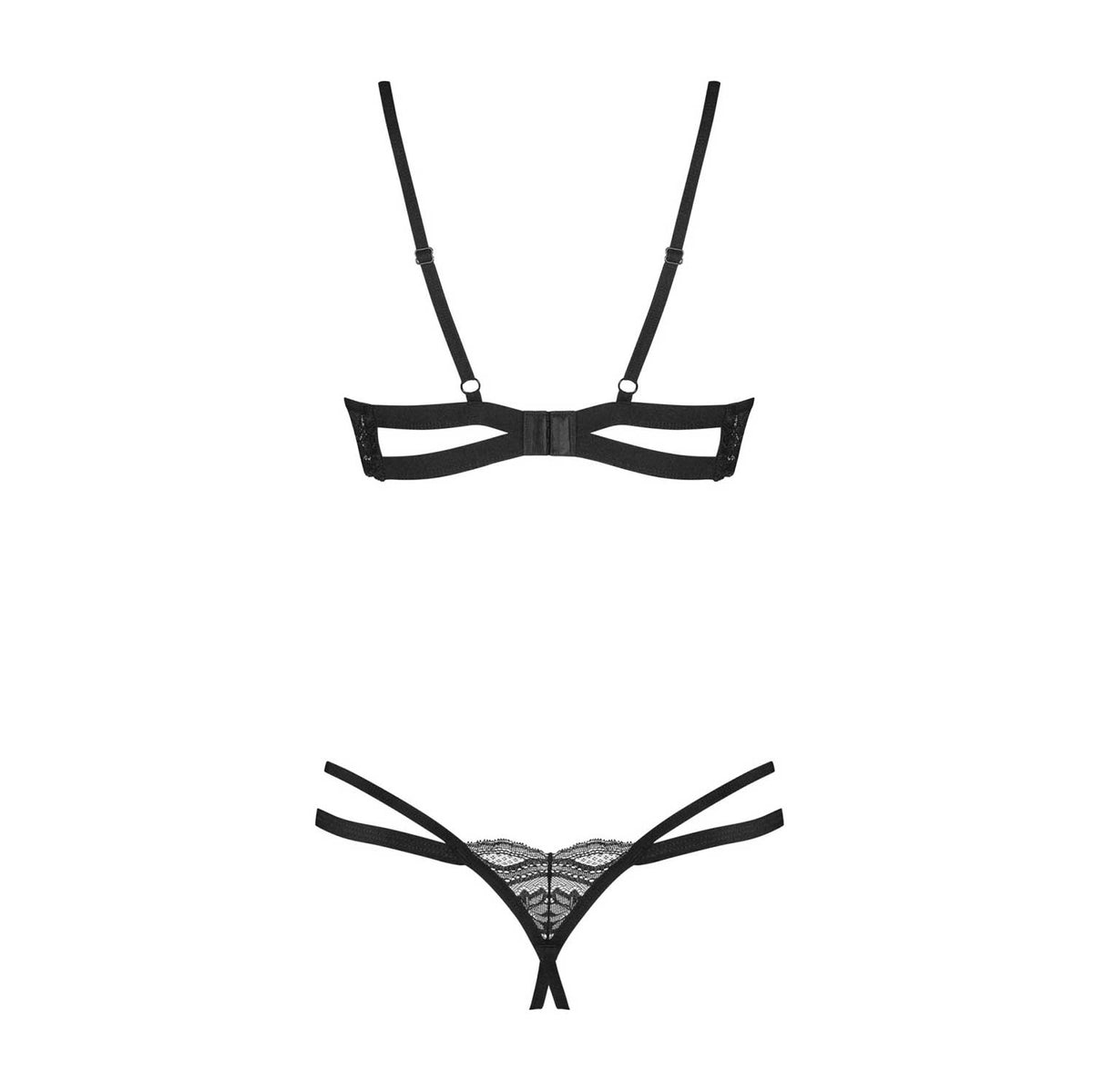 Set sexy in pizzo con reggiseno shelf e perizoma cavallo aperto Obsessive Nutris 