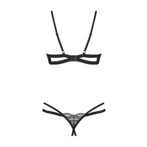 Set sexy in pizzo con reggiseno shelf e perizoma cavallo aperto Obsessive Nutris 