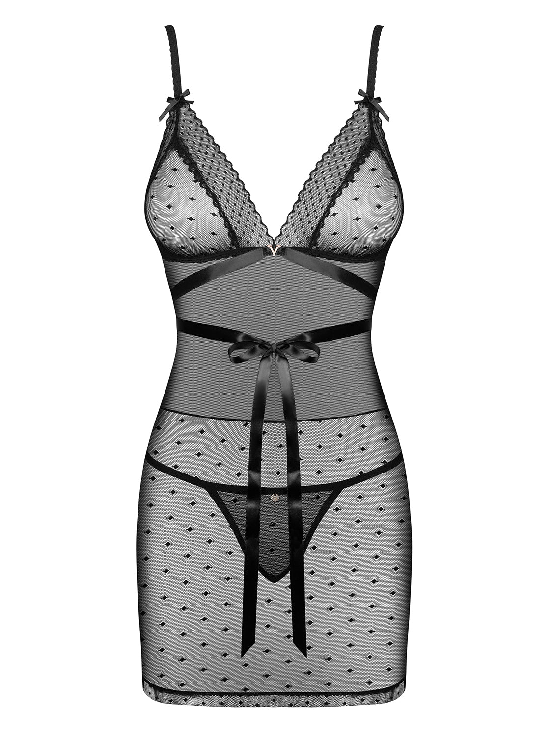 Sottoveste e perizoma Obsessive Bowessa chemise & thong raso