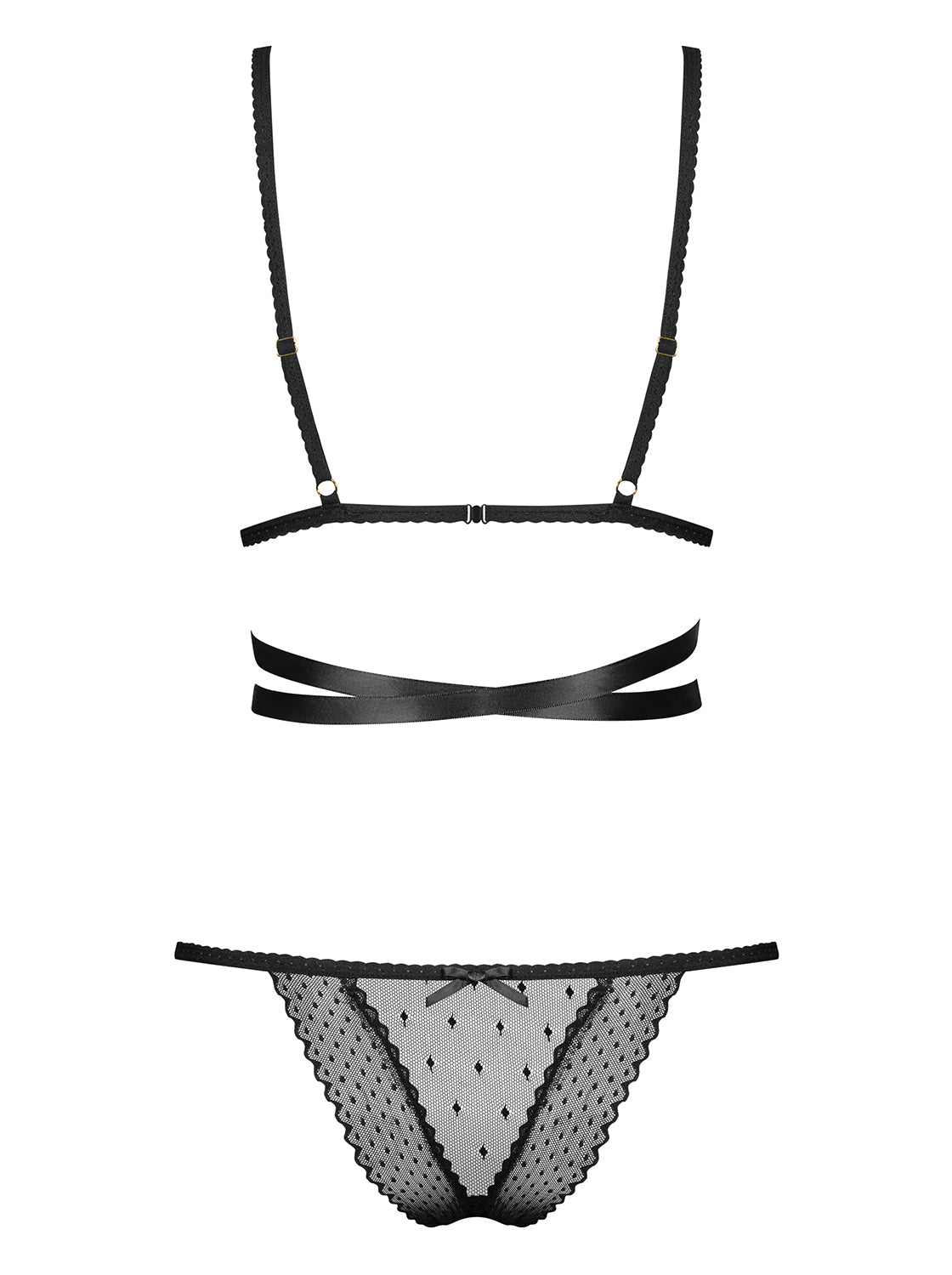 Reggiseno + perizoma set raso Obsessive Bowessa 2-pcs