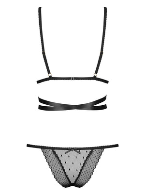 Reggiseno + perizoma set raso Obsessive Bowessa 2-pcs