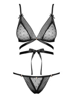 Reggiseno + perizoma set raso Obsessive Bowessa 2-pcs