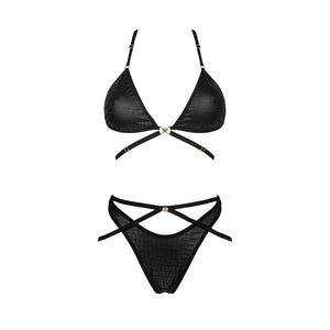 Coordinato pitonato nero su nero set sexy Cobra Nive 2 pezzi Obsessive