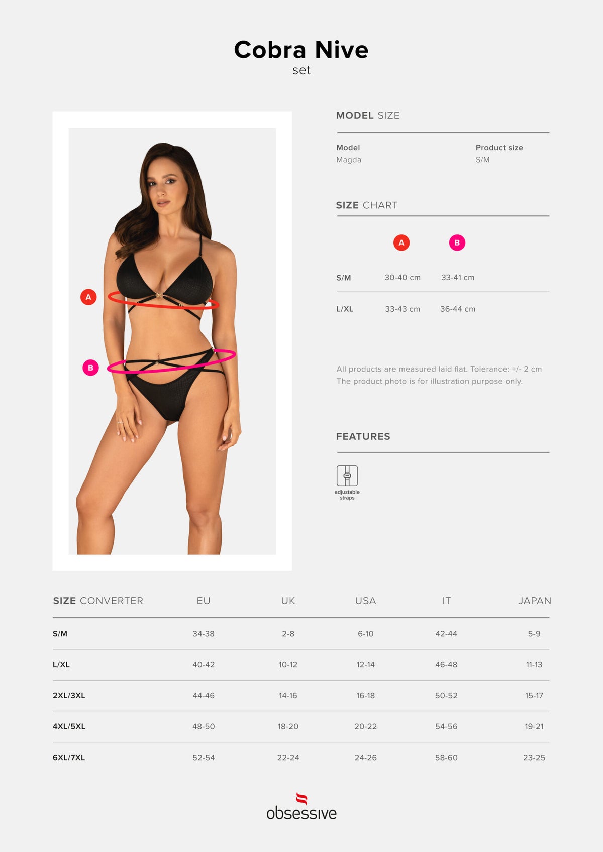 Coordinato pitonato nero su nero set sexy Cobra Nive 2 pezzi Obsessive