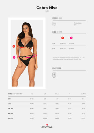 Coordinato pitonato nero su nero set sexy Cobra Nive 2 pezzi Obsessive