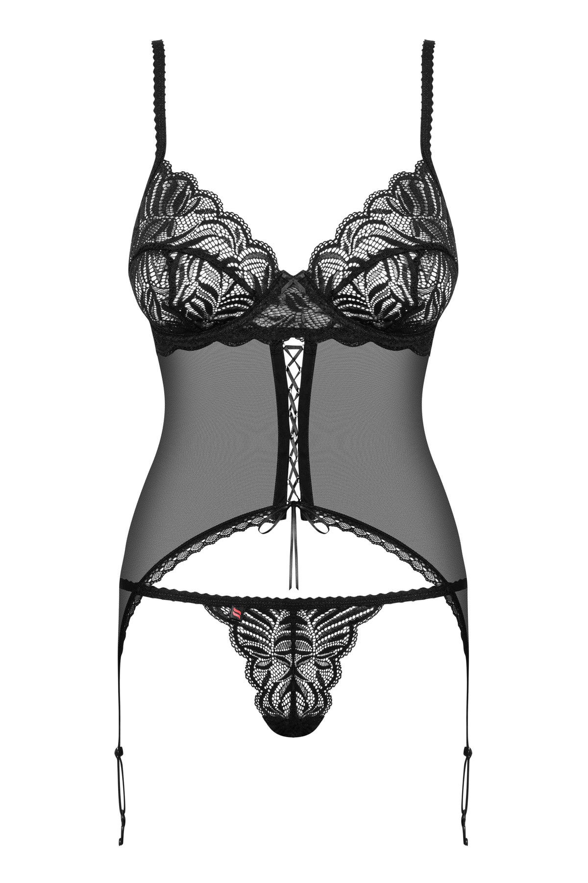Corsetto con ferretto e reggicalze + brasiliana Contica Obsessive