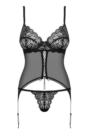 Corsetto con ferretto e reggicalze + brasiliana Contica Obsessive