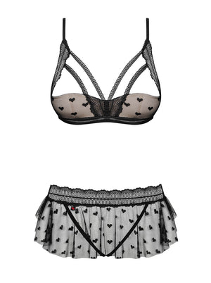 Set intimo aperto Heartia tulle cuori Obsessive 