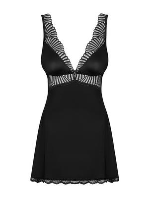 Set babydoll + perizoma Obsessive Klarita nero pizzo