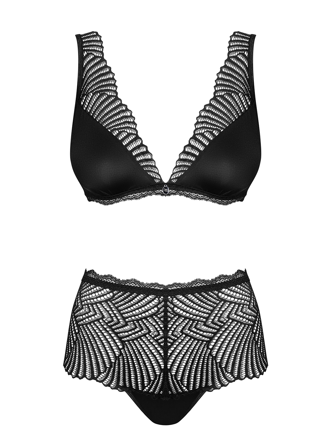 Coordinato reggiseno + slip vita alta pizzo Obsessive Klarita 2 pezzi
