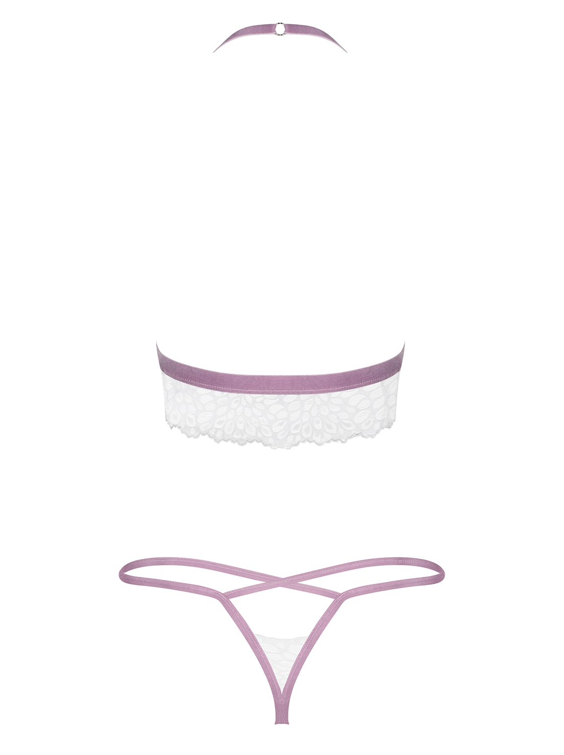 Set bralette + perizoma sexy bianco lilla Obsessive Lilyanne