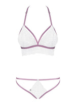Set bralette + perizoma sexy bianco lilla Obsessive Lilyanne