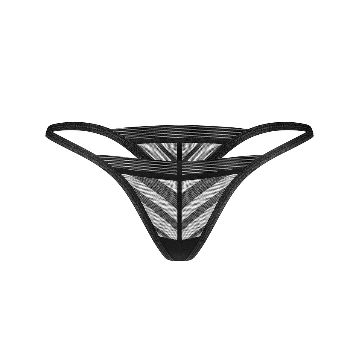 Perizoma a righe in tulle semitrasparente Obsessive Lune Bellis thong