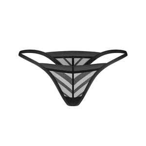 Perizoma a righe in tulle semitrasparente Obsessive Lune Bellis thong