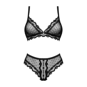 Completino intimo reggiseno con pizzo ciglia + perizoma Obsessive Marrbel 2pcs