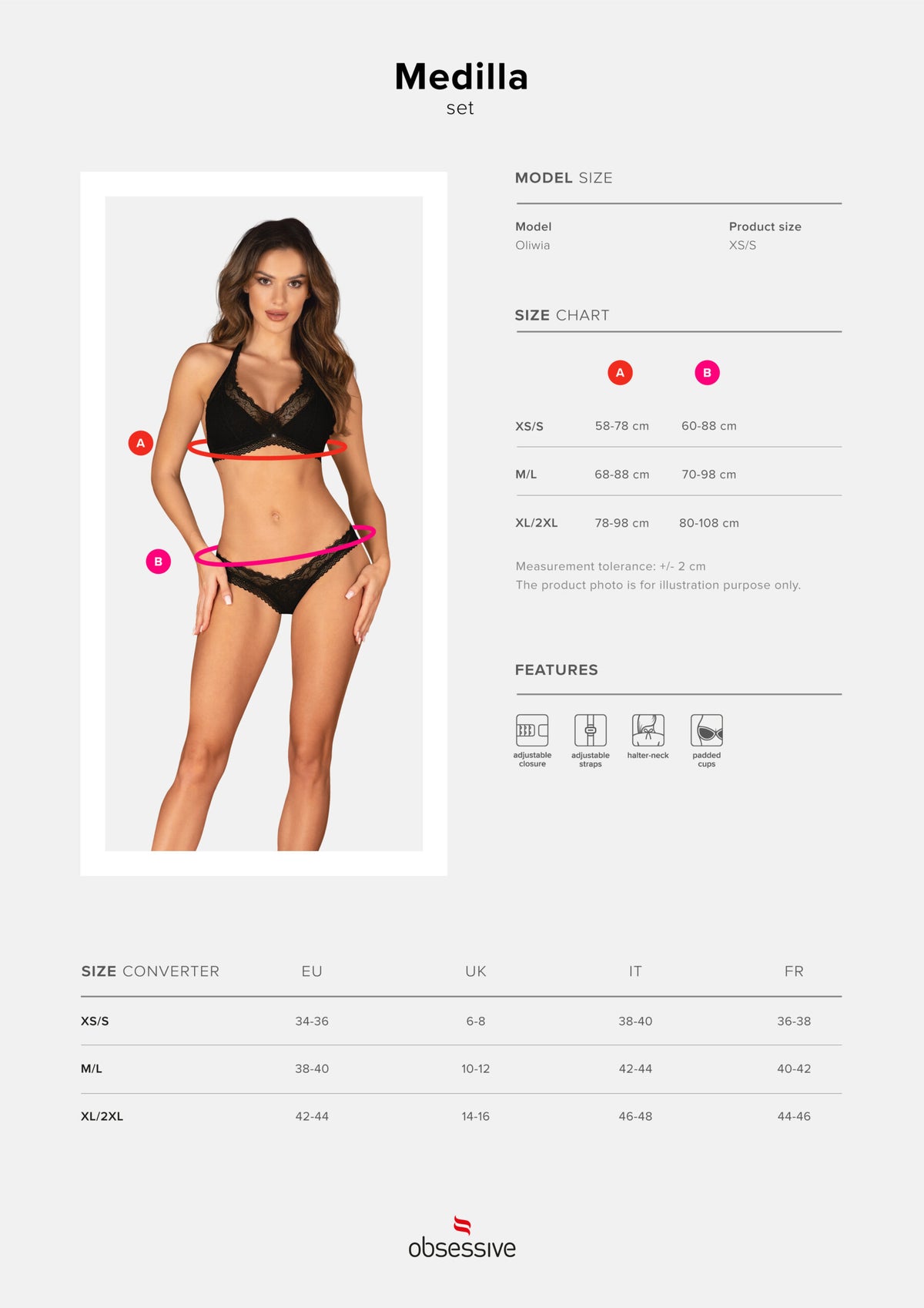 Sexy set 2 pcs reggiseno perizoma Obsessive Medilla 