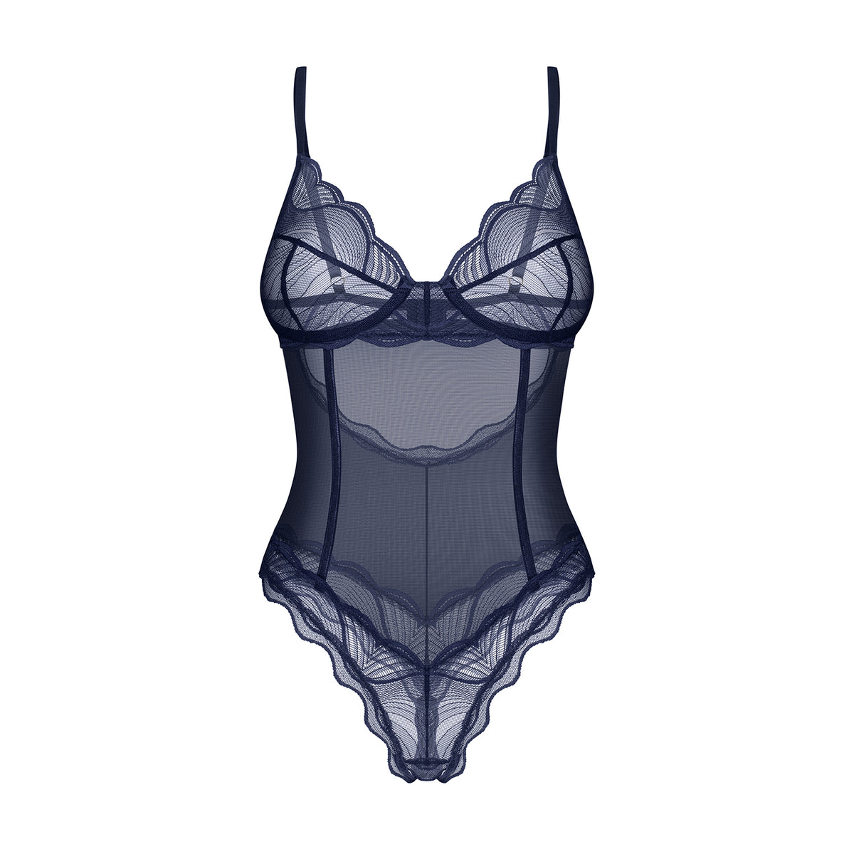 Body tulle e pizzo cavallo aperto Obsessive Nightly Blue Crotchless Teddy