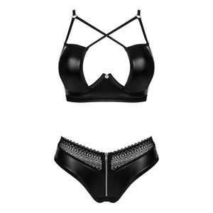 Reggiseno con ferretto + panties in similpelle Obsessive Norides 2 pcs