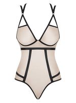 Body nudo perlato cinghie nere Obsessive Nudelia