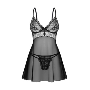 Babydoll e perizoma pizzo e tulle Obsessive perisia
