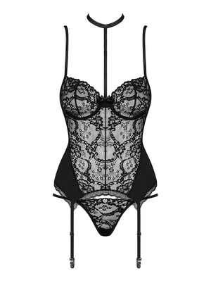 Corsetto con ferretto e reggicalze + perizoma Obsessive Raquelia