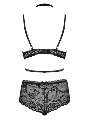Lingerie sexy culotte + reggiseno + collarino Obsessive Raquelia