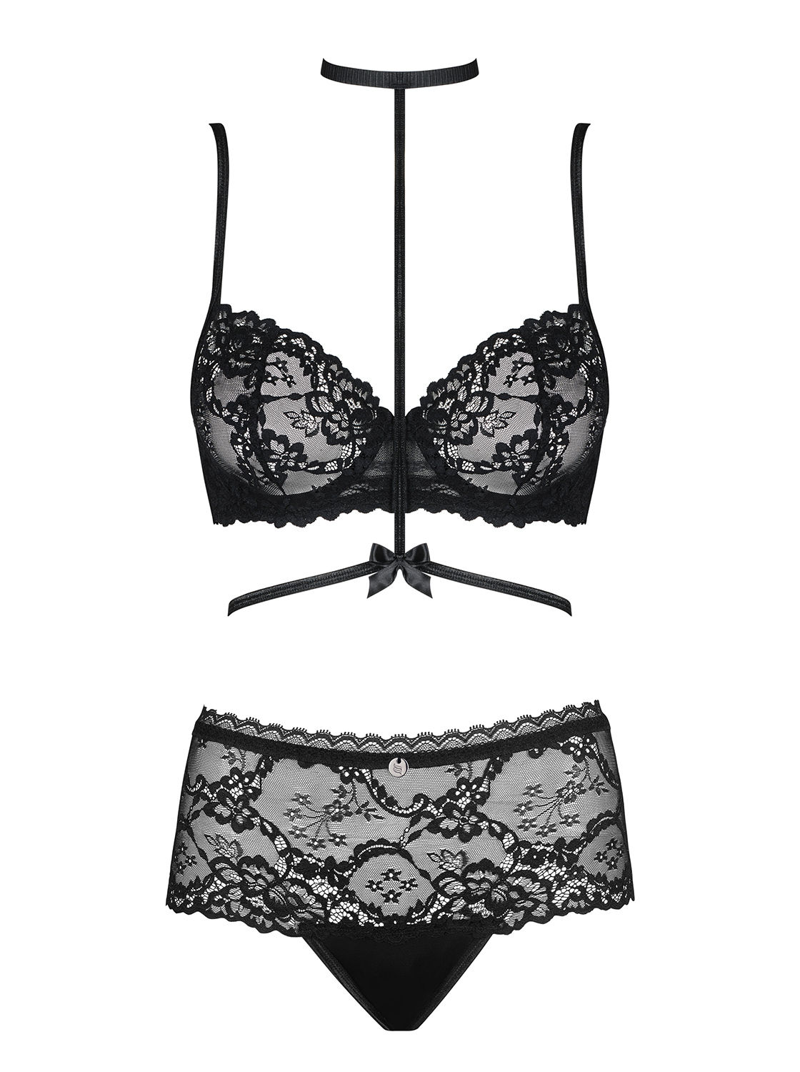Lingerie sexy culotte + reggiseno + collarino Obsessive Raquelia