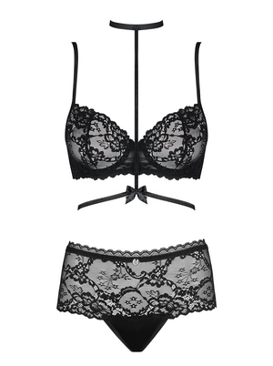 Lingerie sexy culotte + reggiseno + collarino Obsessive Raquelia