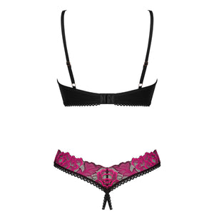 Set reggiseno ferretto + perizoma crotchless Obsessive Rosenty 2 pcs 