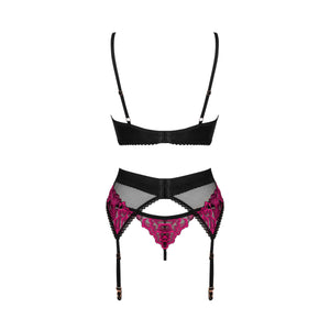 Sexy set reggiseno + perizoma + reggicalze Obsessive Rosenty