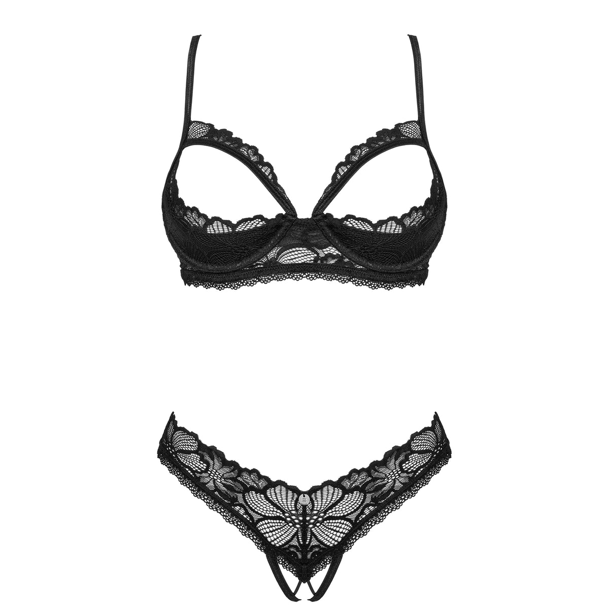 Sexy set 2 pezzi intimo aperto cupless Obsessive Serafia