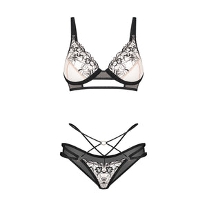 Coordinato slip + reggiseno tulle ricamato Obsessive Vila Blanes bra e panties
