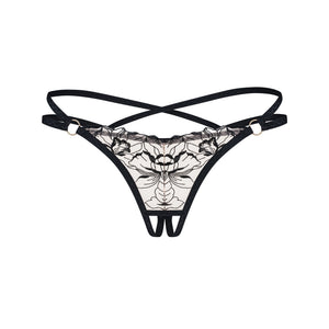 Perizoma cavallo aperto in tulle ricamato Obsessive Vila Blanes crotchless thong 