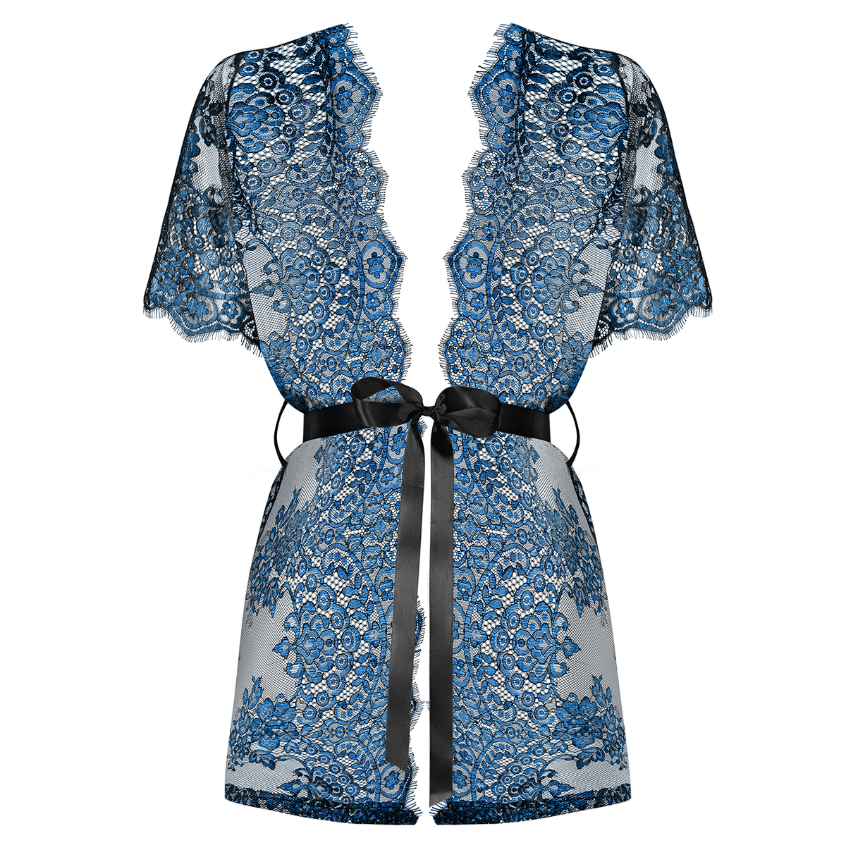 Vestaglia sensuale elegante pizzo ciglia azzurro Obsessive Yassmyne