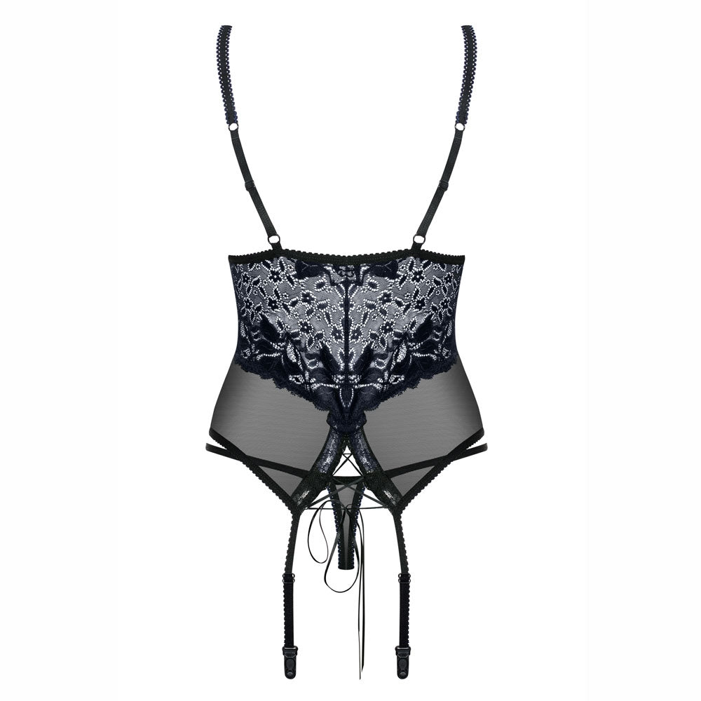 Sexy set corsetto guepiere + perizoma Obsessive 866-cor-1 in pizzo