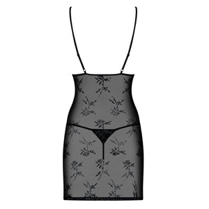 Sexy coordinato sottoveste + perizoma Obsessive bride chemise e thong nero