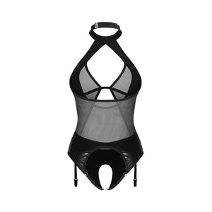 Body rete e pelle cavallo aperto Obsessive dominna crotchess teddy