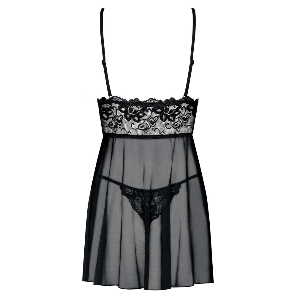 Sexy babydoll + perizoma Obsessive Idillia pizzo nero