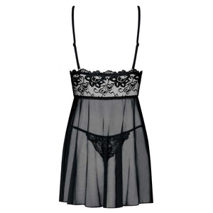 Sexy babydoll + perizoma Obsessive Idillia pizzo nero
